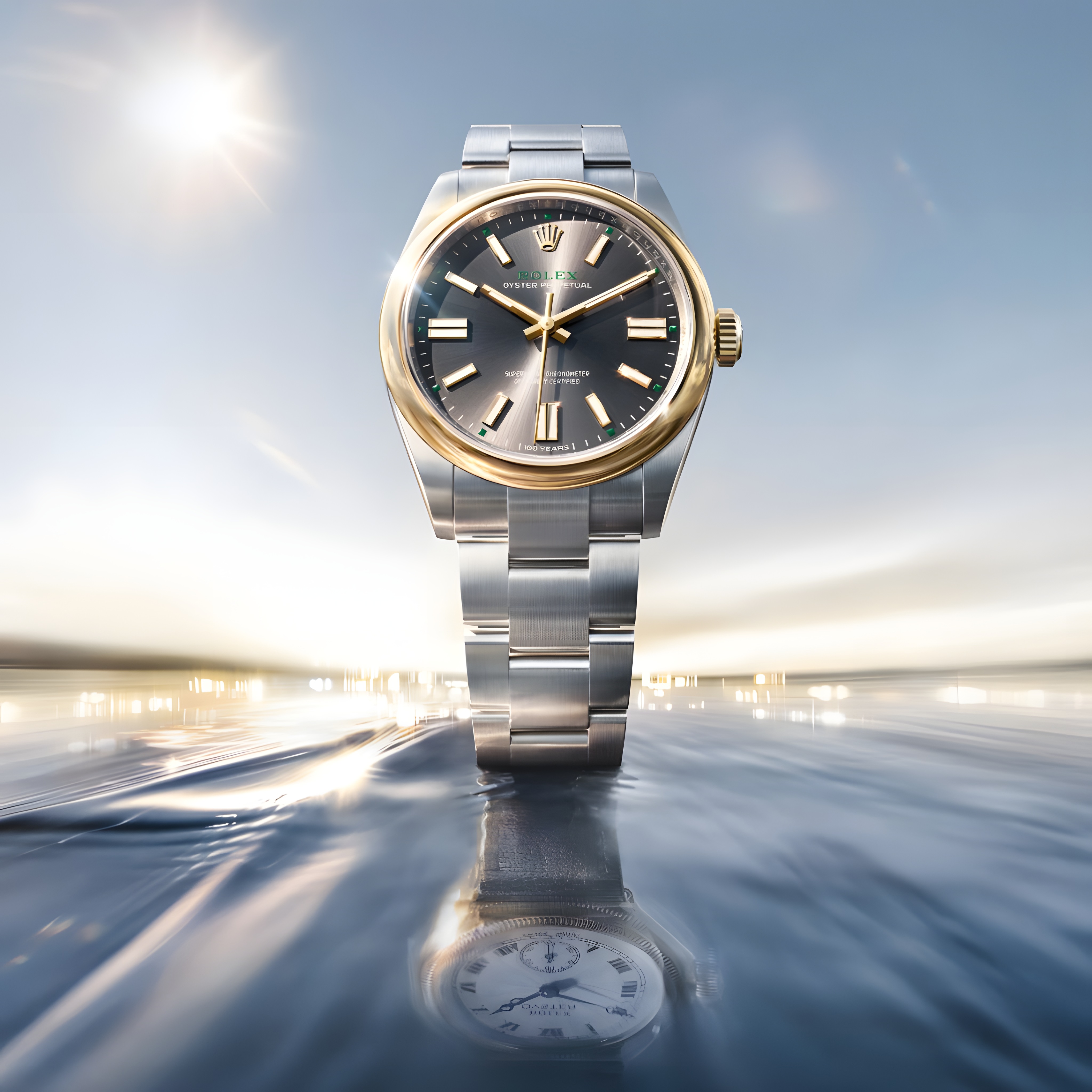 Rolex Oyster Perpetual standing over water