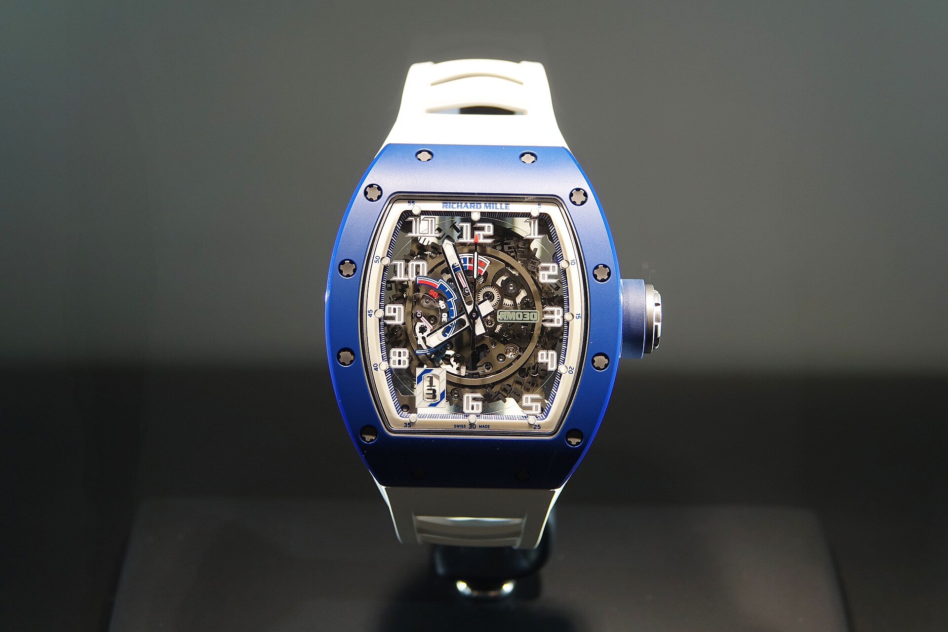 A Richard Mille tonneau with an openworked movement